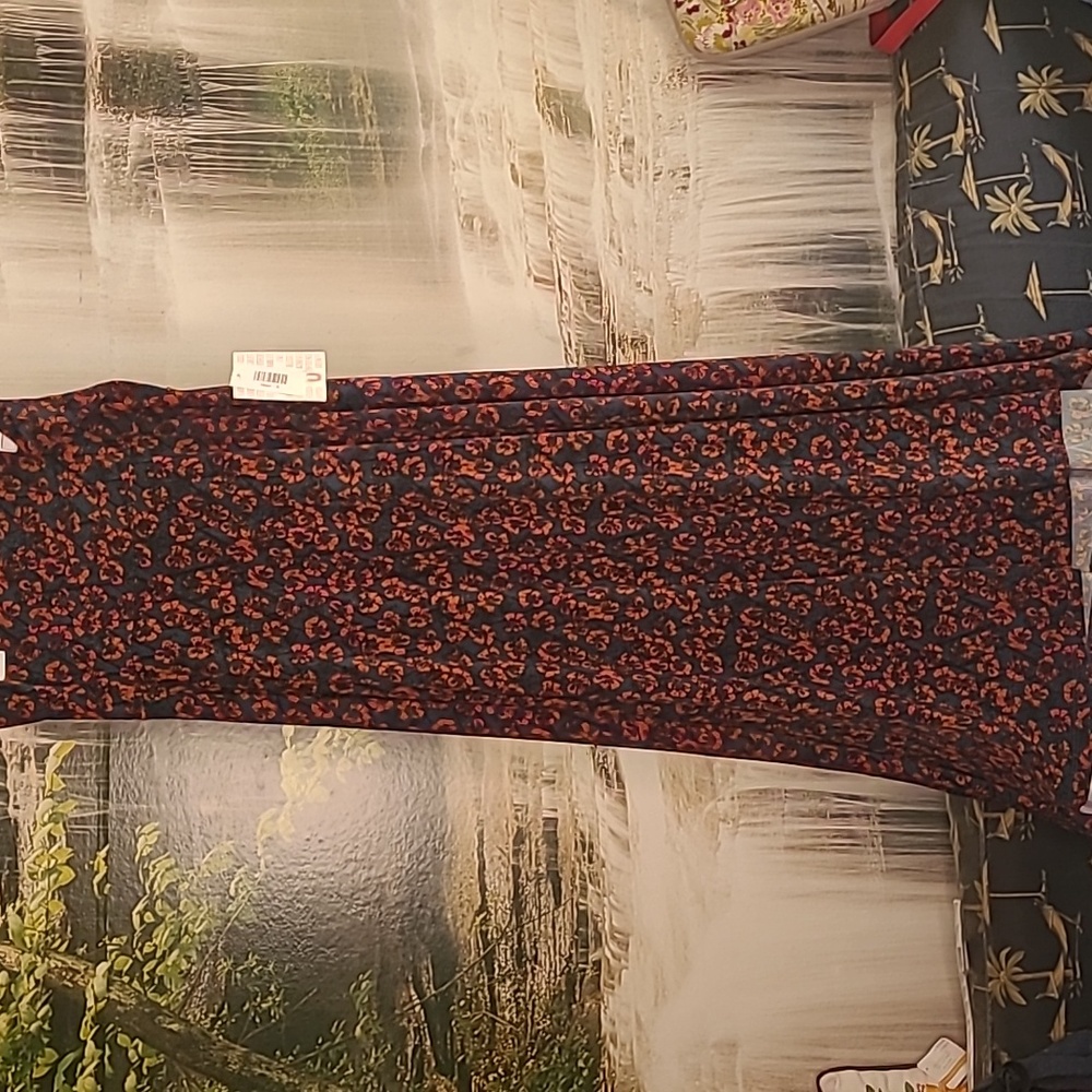 New with tags! LulaRoe Womens Small green orange floral boho maxi stretchy skirt